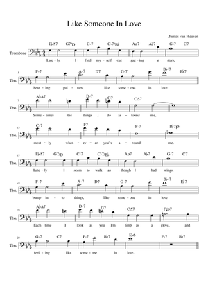 Like Someone In Love in Bb Sheet Music with Chords for Piano
