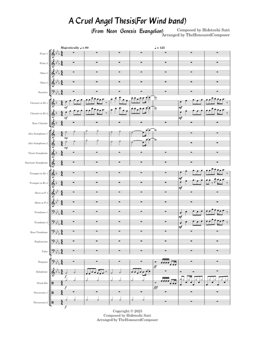 A Cruel Angel Thesis(For Wind Band) - Composed by Hidetoshi Satō - Arranged by TheHonouredComposer