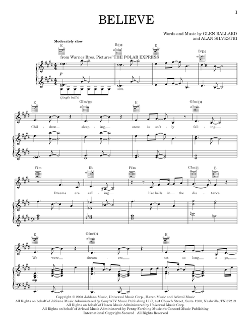 Believe - Alan Silvestri (Vocal Pro + Piano-Guitar)
