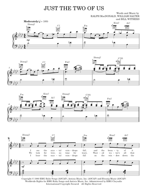 Just The Two Of Us - Grover Washington Jr. feat. Bill Withers (Piano-Vocal-Guitar)
