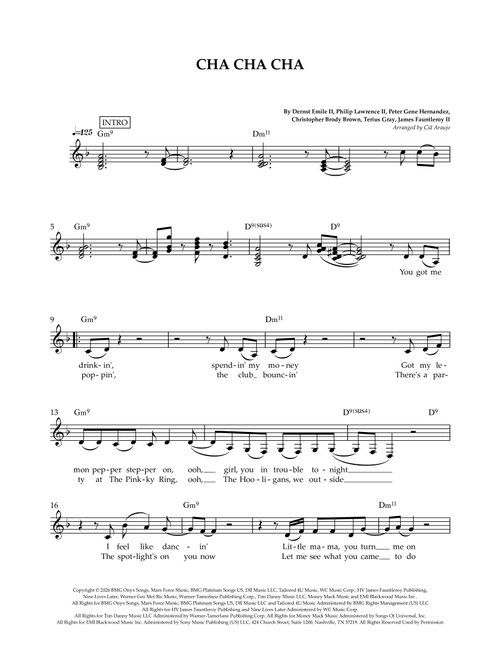 Cha Cha Cha (Arr. Cid Araujo) - Bruno Mars (Lead Sheet - Fake Book)