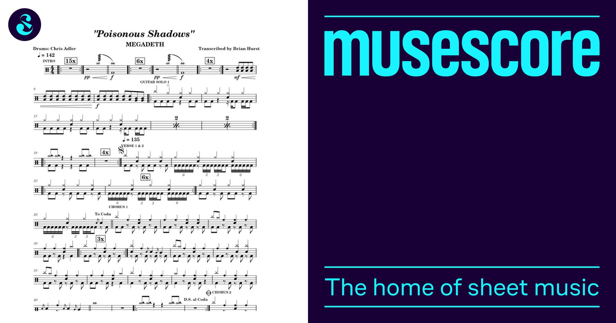 Poisonous Shadows - Megadeth (Drum Set) Sheet Music for Drum group