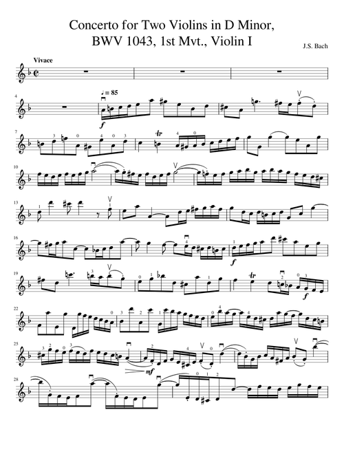 Concerto for Two Violins in D Minor, BWV 1043, 1st Mvt. (Violin I) - Bach
