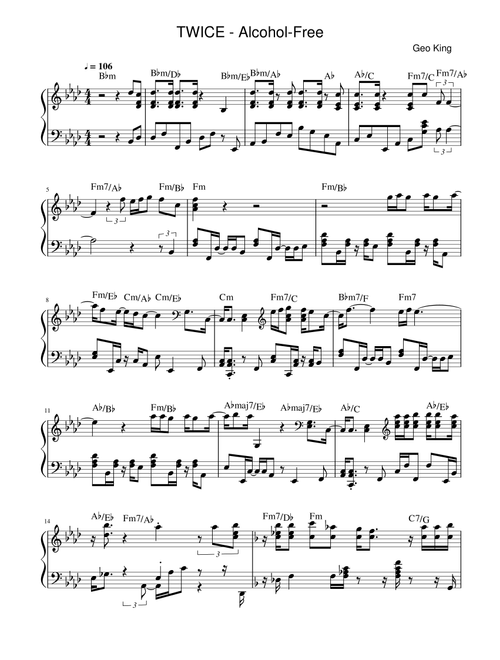 Alcohol-Free (Arr. Gregory King) - Twice (Easy Piano)