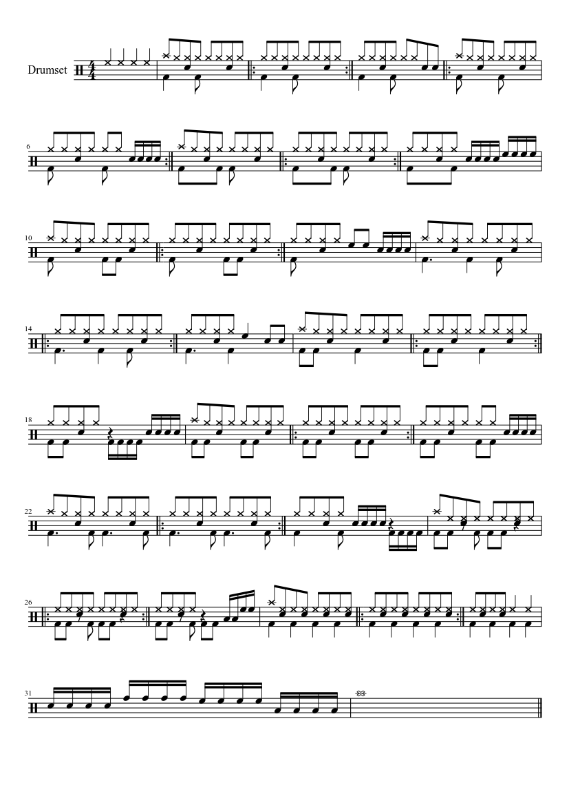 Drums rock grooves - 8th note - practice music for Drum group (Solo) | Musescore.com