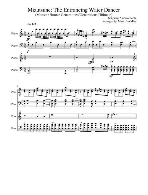 Mizutsune: The Entrancing Water Dancer - Monster Hunter Generations (Piano Quartet)