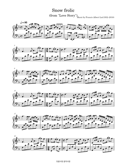 [Piano Sheet Music] Francis Lai, Snow frolic(from Love Story)