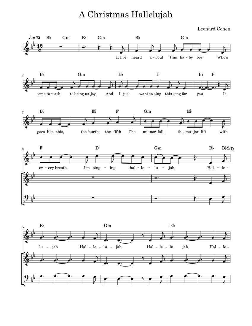 A Christmas Hallelujah Leonard Cohen Sheet Music with Chords for