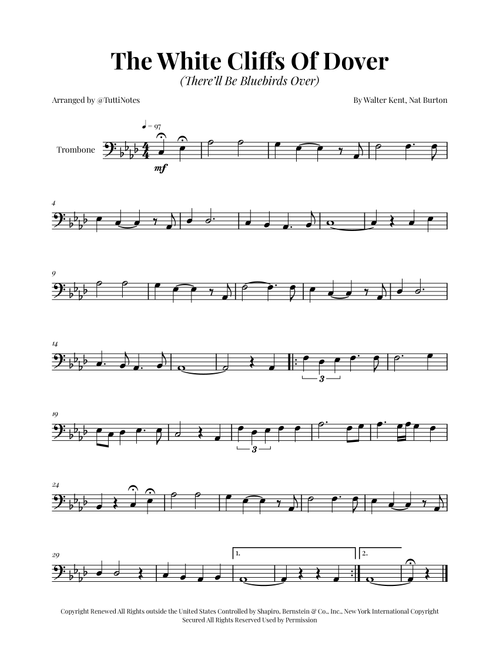 (There'll Be Bluebirds Over) The White Cliffs Of Dover (Arr. Glauco Fernandes) - Various (Trombone Solo)