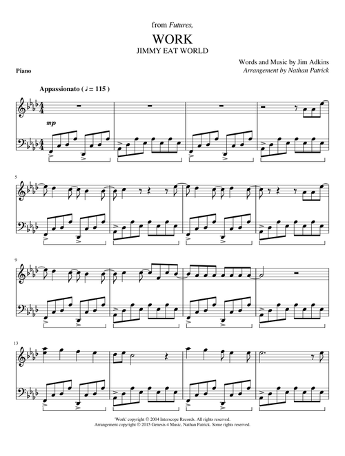 Work - Jimmy Eat World (Piano)