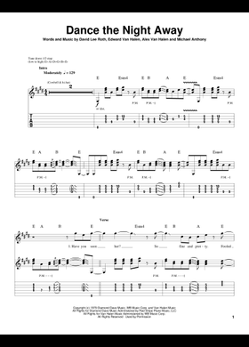 Free Dance The Night Away by Van Halen sheet music | Download PDF