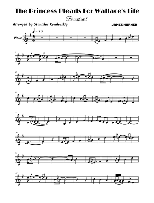 The Princess Pleads For Wallace's Life – James Horner (Violin Cover by Stanislav Kovalevskiy)