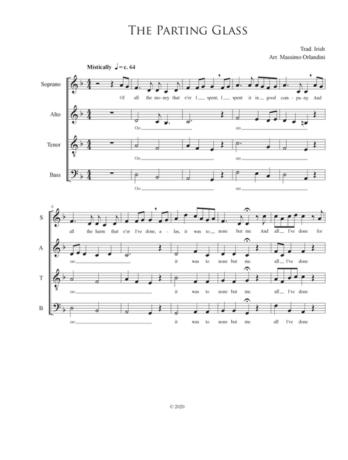 The Parting Glass (Arr. Massimo Orlandini) - Voxtone (Choral, SATB)