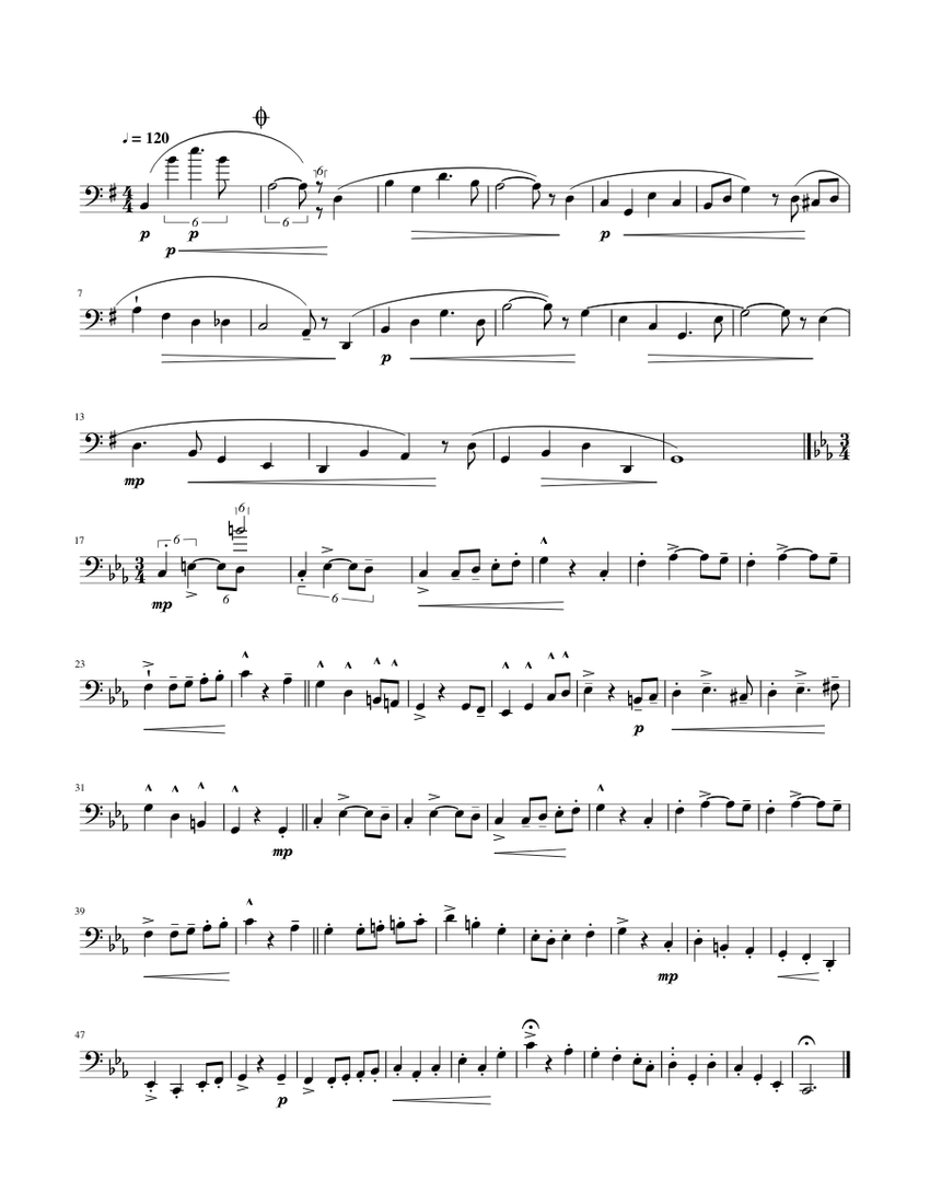 bass trombone etude Sheet music for Vocals (Solo) | Musescore.com