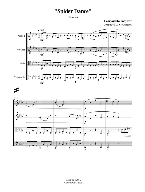UNDERTALE - Spider Dance [String Quartet arr.]