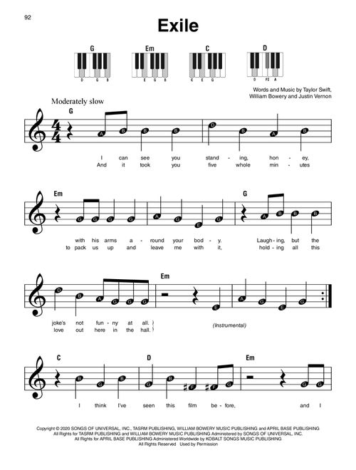 exile (feat. Bon Iver) - Taylor Swift (Super Easy Piano)