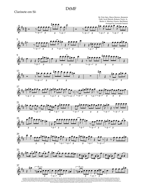 Dtmf (Arr. Leonardo Santoro) - Bad Bunny (Clarinet Solo)