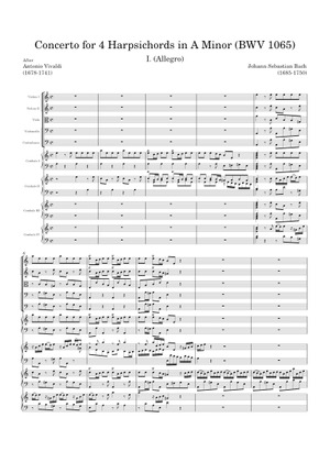 BWV 1065 Concerto for Four Harpsichords in A Minor Sheet Music for