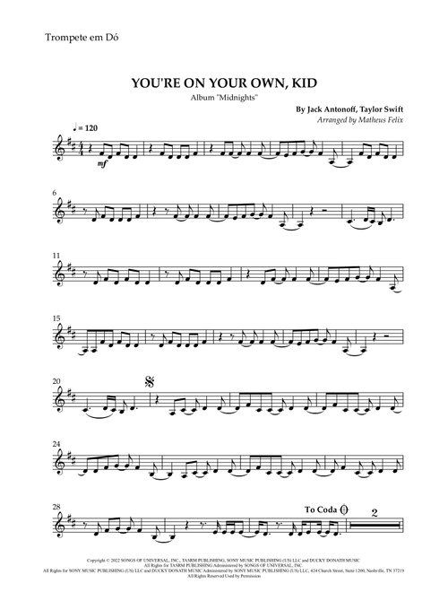You're On Your Own, Kid (Arr. Matheus Felix) - Taylor Swift (Trumpet Solo)