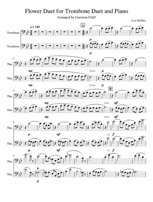 The Flower Duet – Léo Delibes Flower Duet for Trombone Duet and Piano