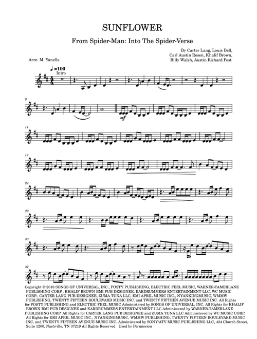 Sunflower (Arr. M. Yanella) - Post Malone & Swae Lee (Violin Solo)
