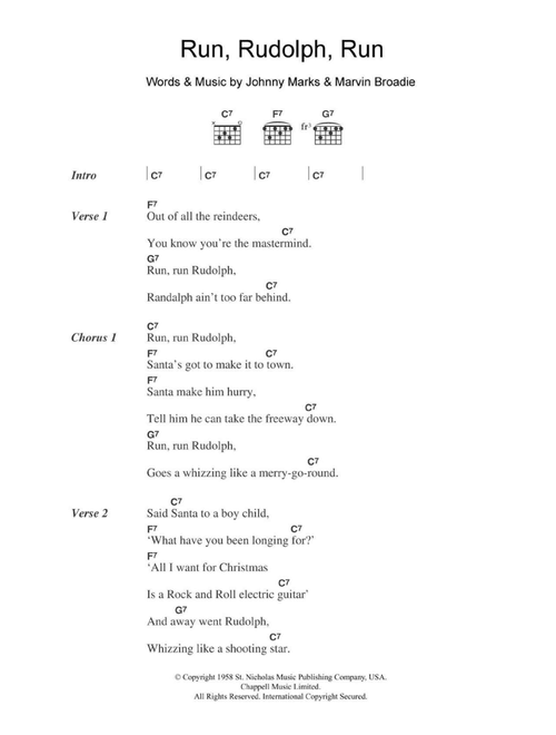 Run Rudolph Run - Chuck Berry (Guitar Chords-Lyrics)
