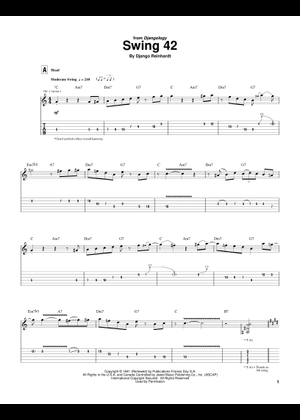 Play Official version of Swing 42 Sheet Music by Django Reinhardt