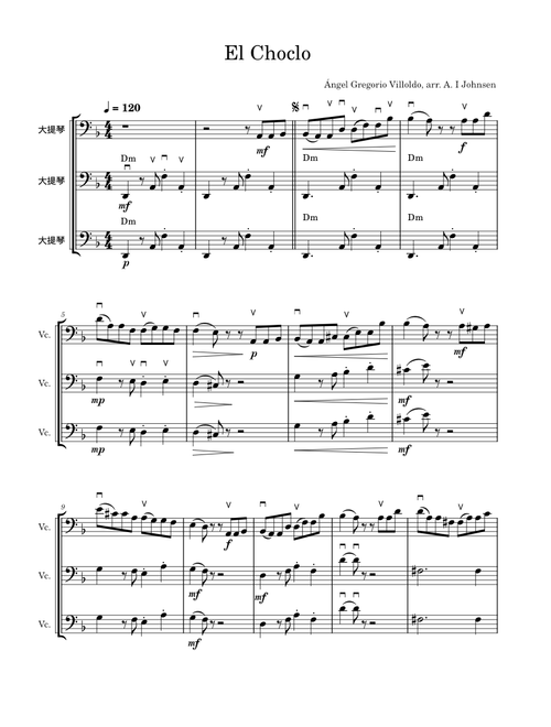 El Choclo – Ángel Gregorio Villoldo El Choclo.mscz-trio.cello-0316
