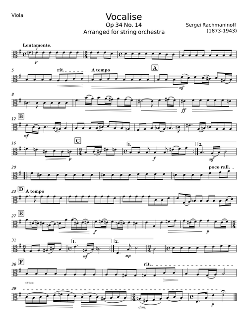 Vocalise (No.14 from Fourteen Songs, Op.34) - Sergei Rachmaninoff