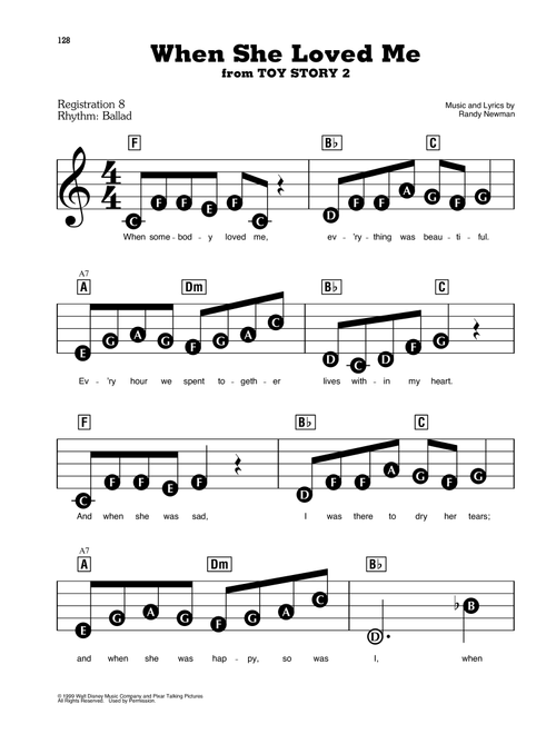 When She Loved Me (from Toy Story 2) - Sarah McLachlan (E-Z Play Today)