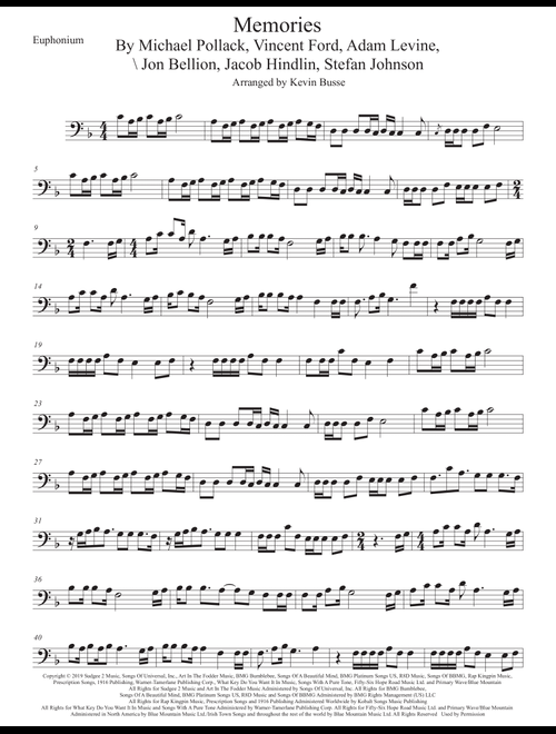 Memories (Arr. Kevin Busse) - Maroon 5 (Euphonium Solo)