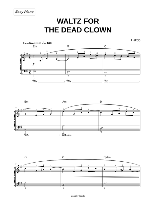 Waltz for the Dead Clown - Hakdo (Easy Piano)