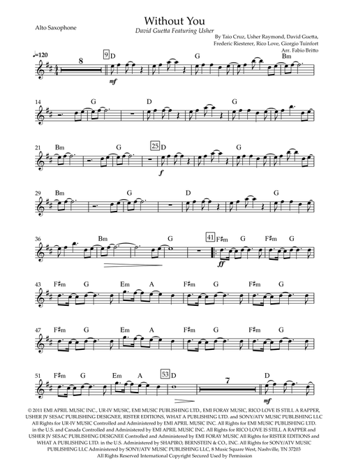 Without You (Arr. Fabio Britto) - David Guetta Featuring Usher (Alto Sax Solo)