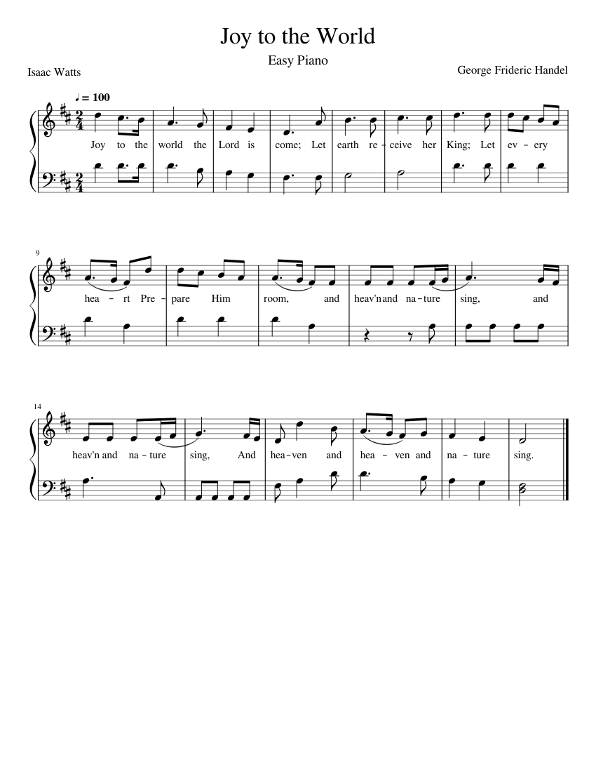 Joy to the World (Easy) Sheet Music for Piano (Solo) | MuseScore.com joy-to-the-world-easy-sheet-music-for-piano-solo-musescore-com