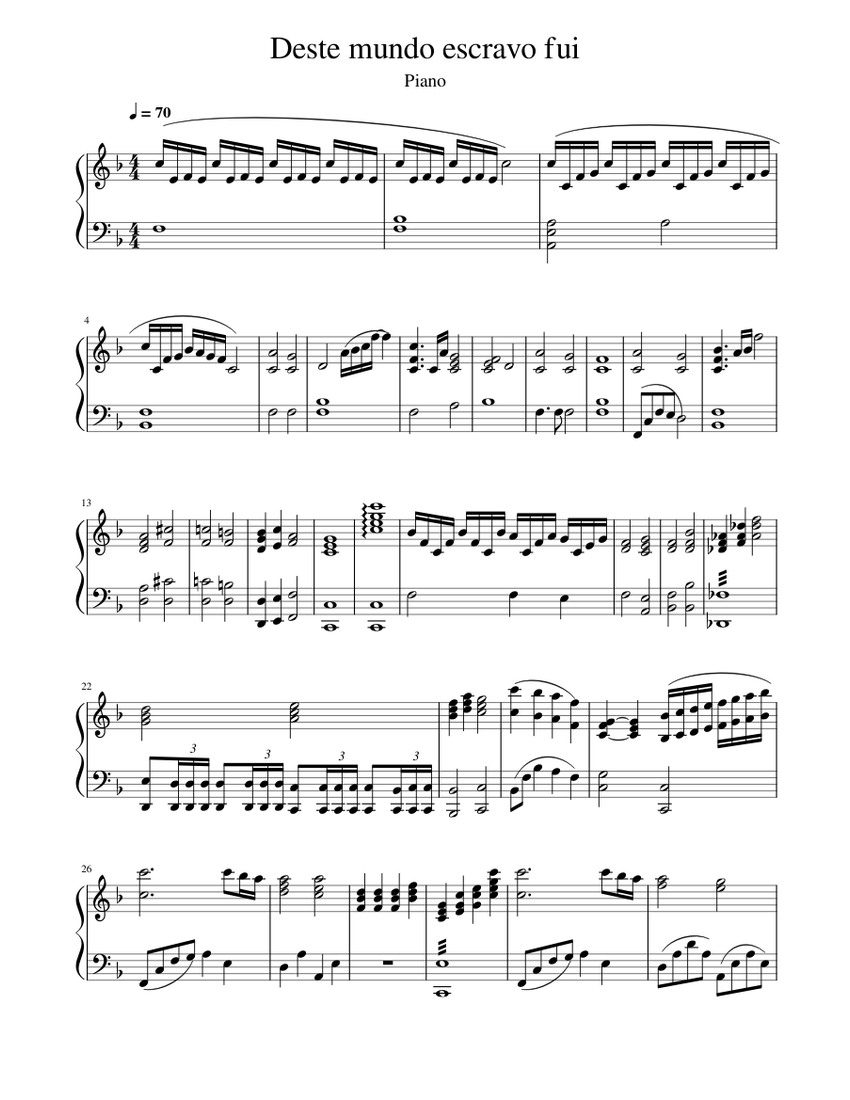 Deste mundo escravo fui Sheet music for Piano (Solo) | Musescore.com