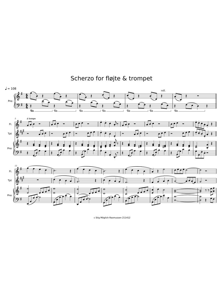 Scherzo for flute & muted trumpet Stig Möglich Rasmussen 2021 Sheet