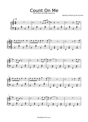 Free Count On Me By Bruno Mars Sheet Music Download Pdf Or Print On Musescore Com