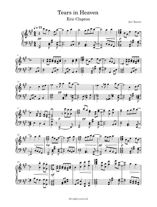 Tears in heaven – Eric Clapton (Piano solo)