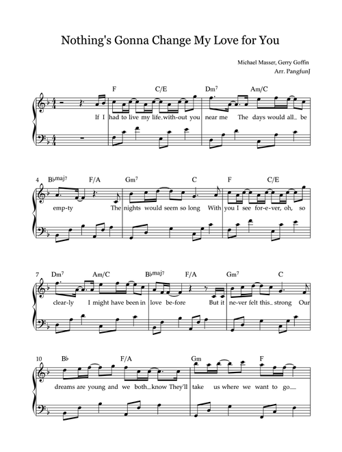 Nothing's Gonna Change My Love For You (Arr. Pangfun J) - Glenn Medeiros (Easy Piano)