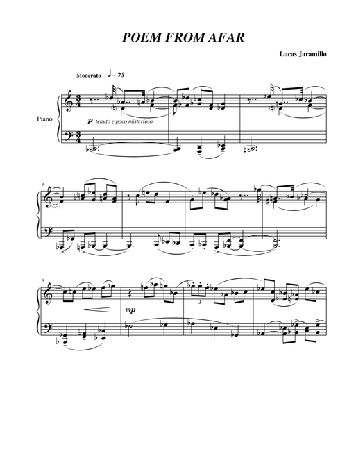 "Poem from afar" for Solo Piano - Lucas Jaramillo (Piano Solo)
