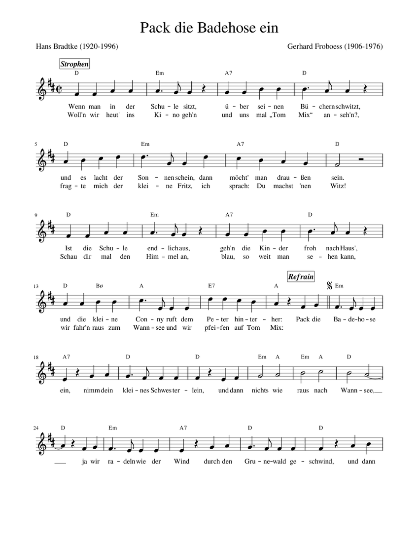 Pack Die Badehose Ein Sheet Music With Chords For Drum Group Solo pack-die-badehose-ein-sheet-music-with-chords-for-drum-group-solo