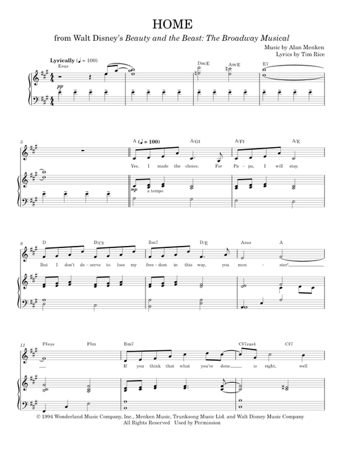 Home - Alan Menken, Beauty And The Beast (Piano Vocal)