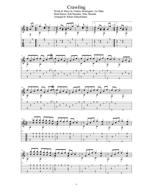 Crawling (Arr. Rainer Schrecklinger) - Linkin Park (Guitar Tab)