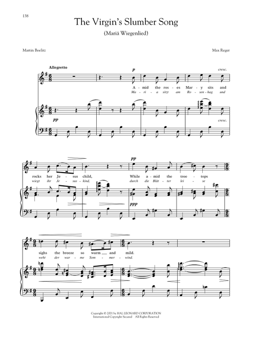 Mariä Wiegenlied (The Virgin's Slumber Song) (Reger) (Arr. Joan Frey Boytim) - Max Reger (Piano Vocal)
