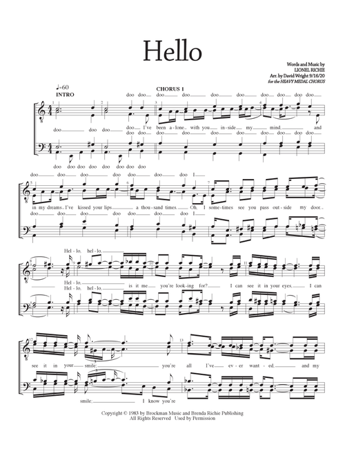 Hello (Arr. David Wright) - Lionel Richie (Barbershop Quartet)
