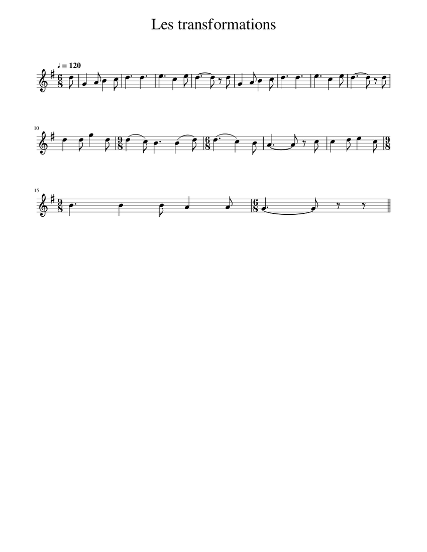 Music Notes Transformation Les transformations Sheet music for Piano (Solo) | Musescore.com