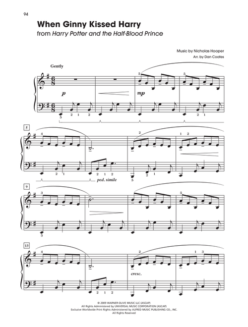 When Ginny Kissed Harry (from Harry Potter And The Half-Blood Prince) (arr. Dan Coates) - Nicholas Hooper (Easy Piano)