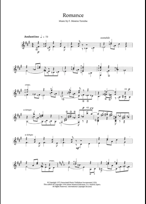 Romance De Los Pinos - Frederico Moreno Torroba Sheet Music for