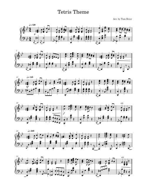 Tetris Theme - Arranged by Tom Brier