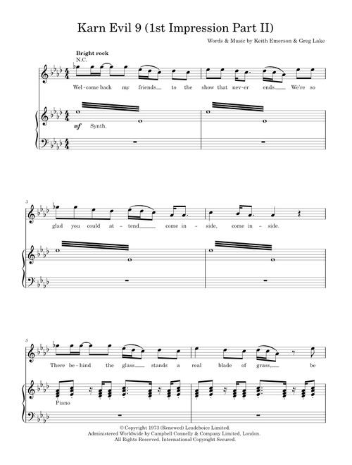 Karn evil 9 - Emerson, Lake & Palmer (Piano-Vocal-Guitar (Piano Accompaniment))